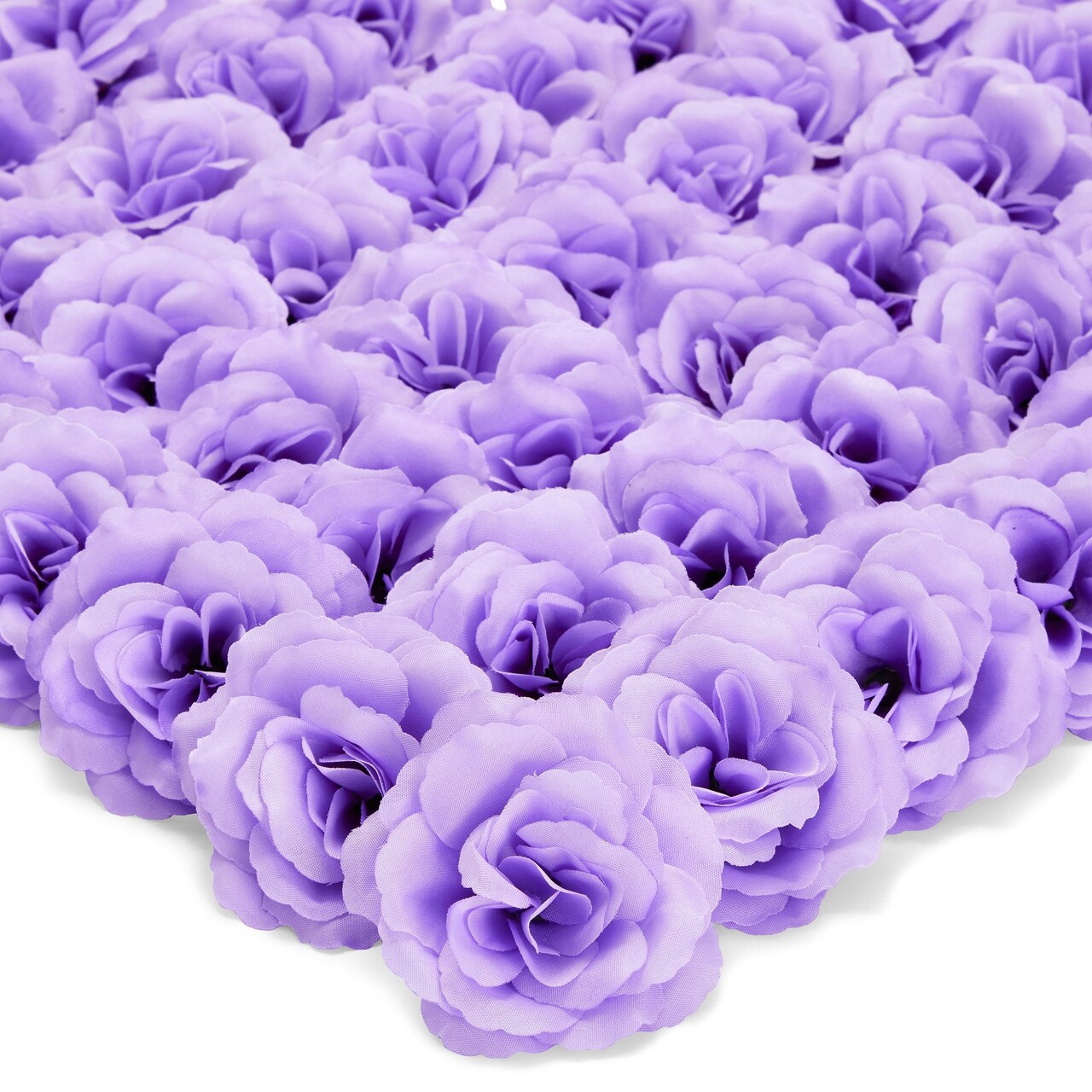 50 Pack Light Purple Roses Artificial Flowers Bulk, 3 Inch Stemless Fake Silk Roses for Decorations, Wedding, Faux Bouquets